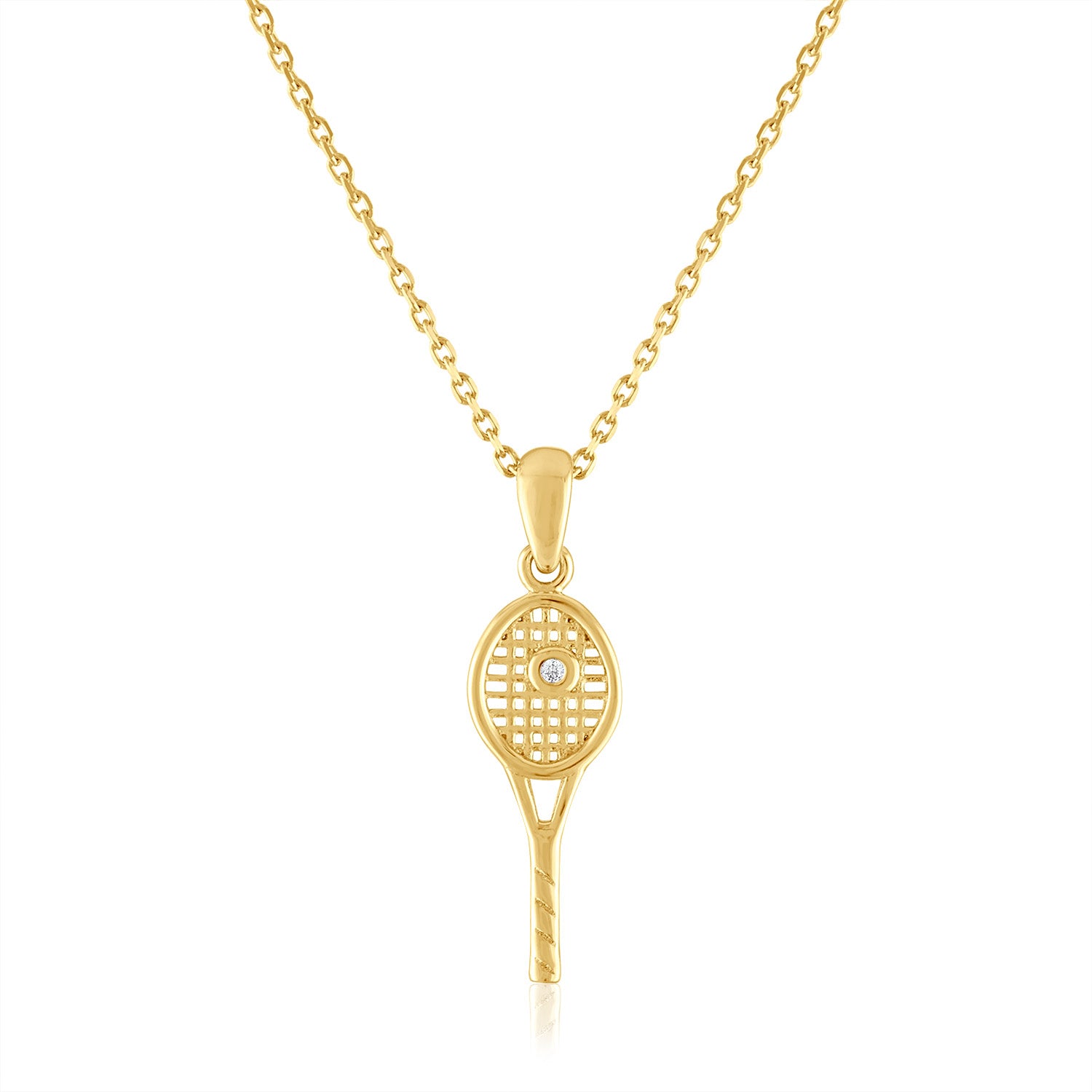 14Kt Gold and diamond Petite Tennis Racquet Pendant-One of a kind