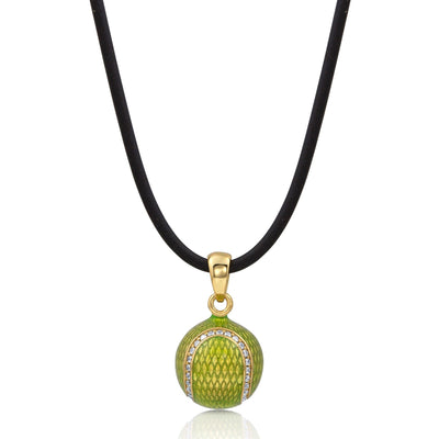Enamel Tennis Ball with Cubic Zirconia Pendant
