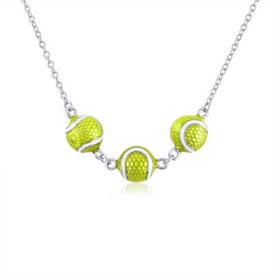 Enamel Three Tennis Ball Necklace