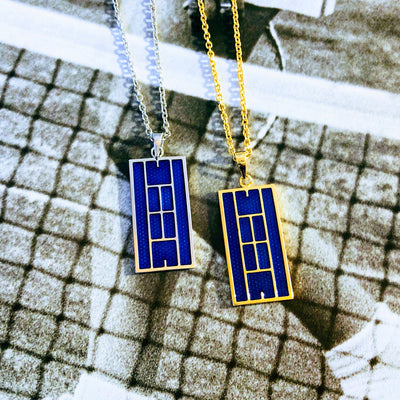 Blue Enamel Tennis Court Pendant - studio-margaret