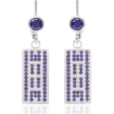 Tennis Court Earrings w/CZ, Leverback (5 Colors) - studio-margaret