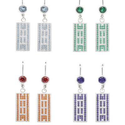 Tennis Court Earrings w/CZ, Leverback (5 Colors) - studio-margaret