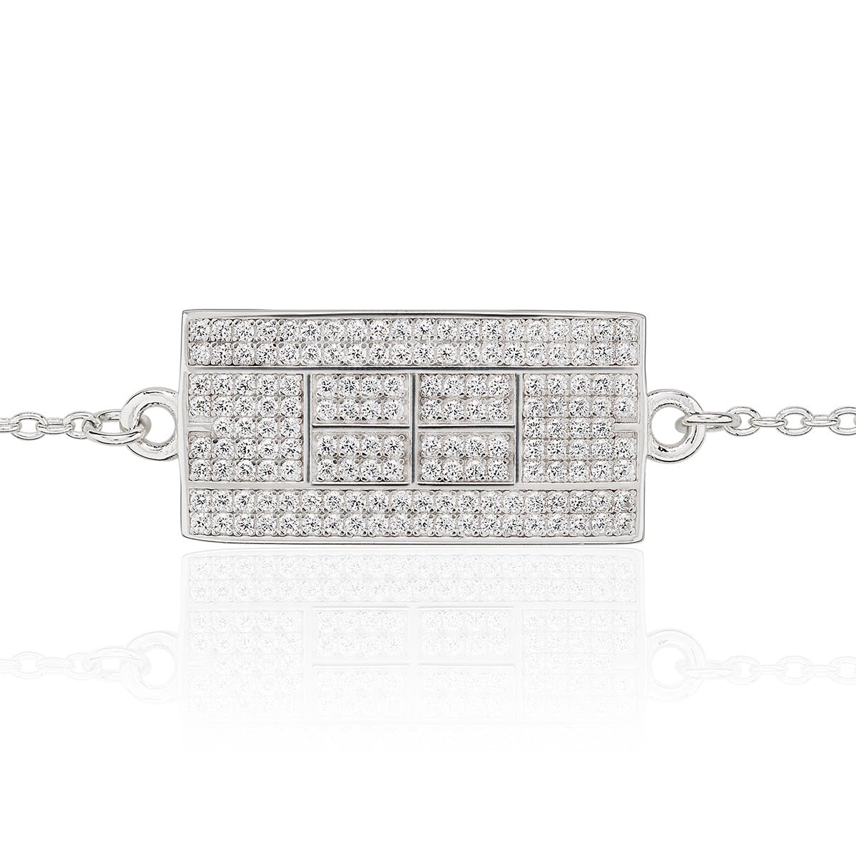 CZ Tennis Court Curved Bracelet Medium