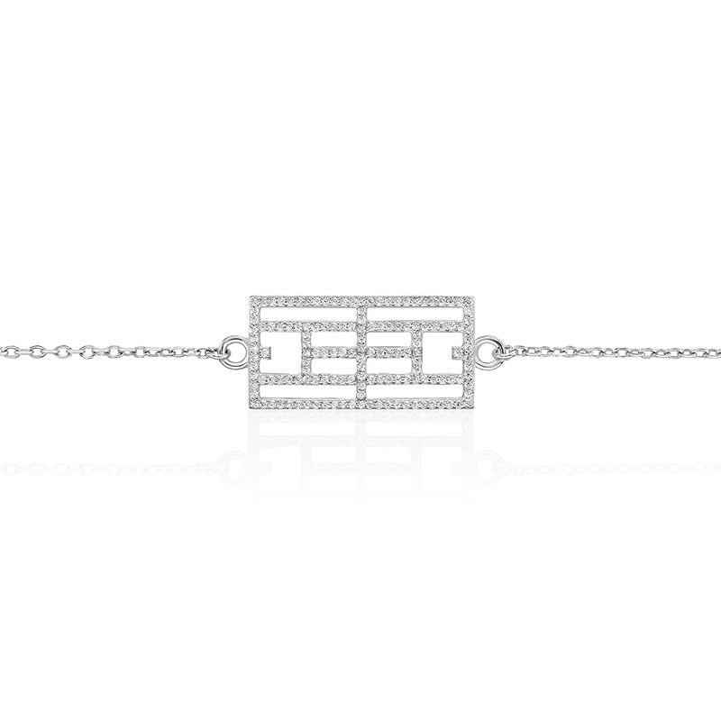 Calling the Lines CZ Bracelet, Rhodium Plated 12x24 - studio-margaret