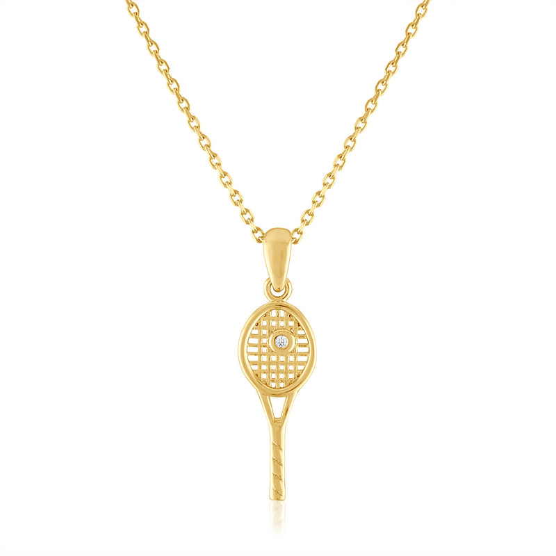 14Kt Gold and diamond Petite Tennis Racquet Pendant-One of a kind