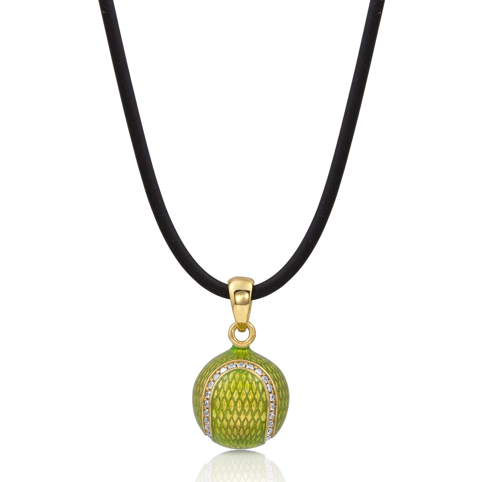 Enamel Tennis Ball with Cubic Zirconia Pendant Studiomargaret