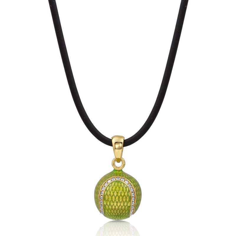 Enamel Tennis Ball with Cubic Zirconia Pendant