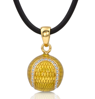 Enamel Tennis Ball with Cubic Zirconia Pendant