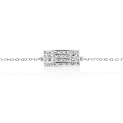 Tennis Court Curved Bracelet w/CZ, 9x18mm, Rhodium Plated - studio-margaret