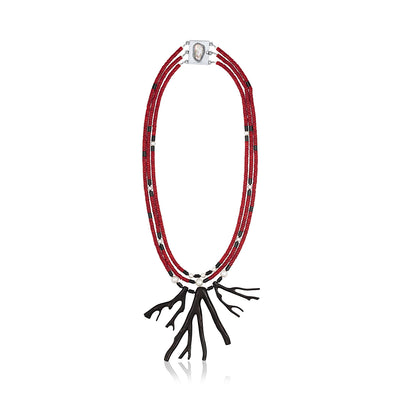 Black Branch Coral Three Strand Necklace