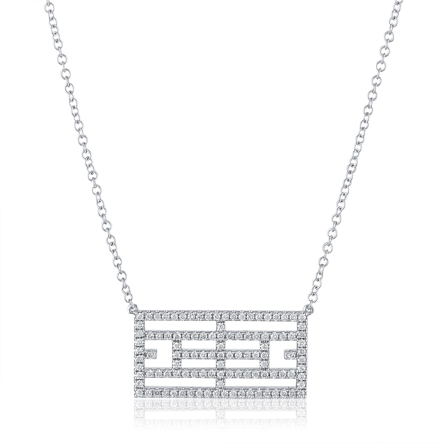 14kt White Gold Diamond Calling the Lines Tennis Necklace