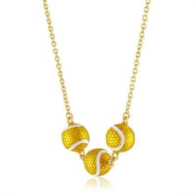 Enamel Three Tennis Ball Necklace