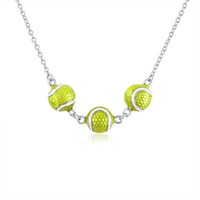 Enamel Three Tennis Ball Necklace