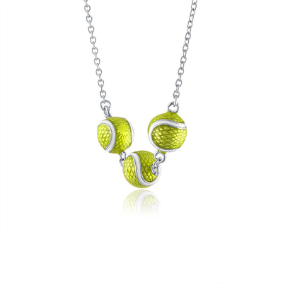 Enamel Three Tennis Ball Necklace