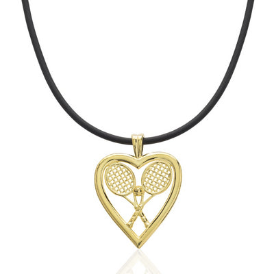 Heart w/ Double Racquets and Ball Pendant - studio-margaret