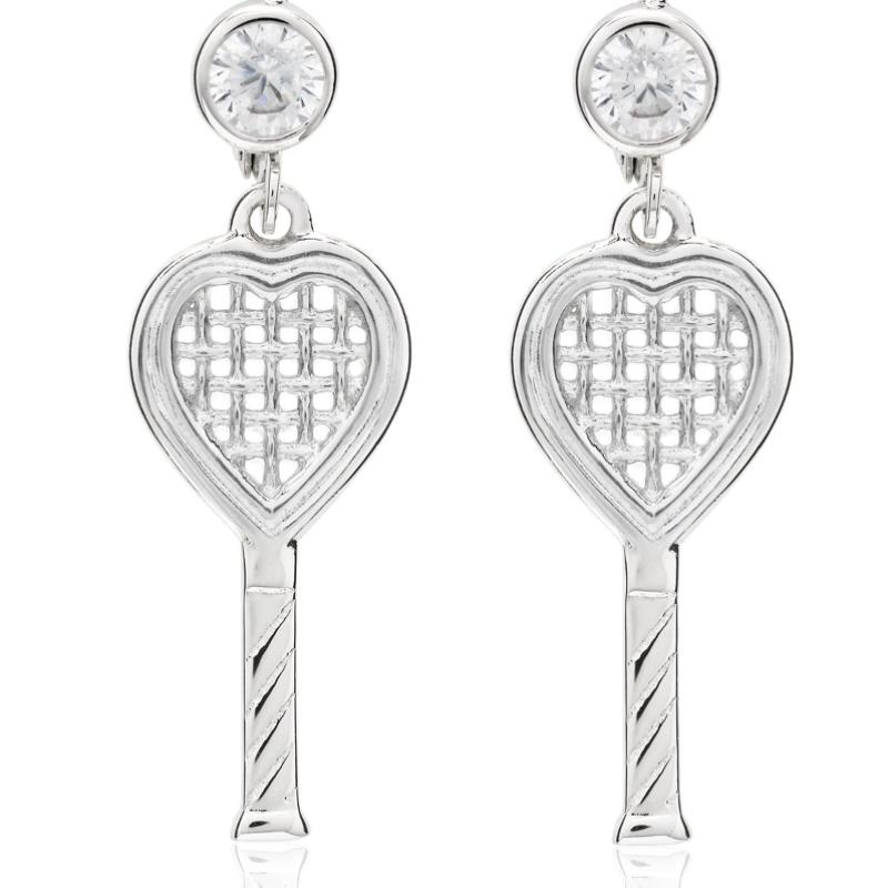 Heart Racquet Lever Back Earrings