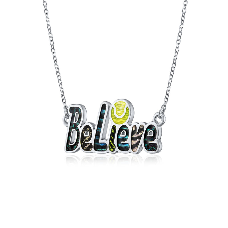 Enamel "Believe" Tennis Necklace