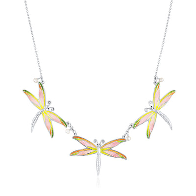 Enamel Limited Edition 3-Dragonfly Necklace