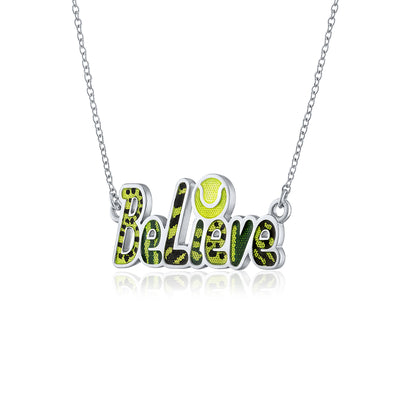 Enamel "Believe" Tennis Necklace