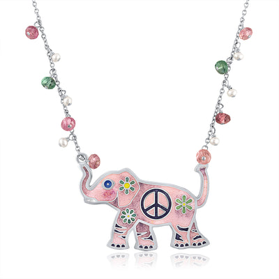 Enamel Limited Edition Hippy Yippy Elephant Necklace