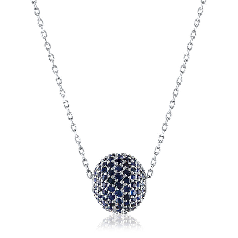 Large Pave Sapphire Bead Necklace