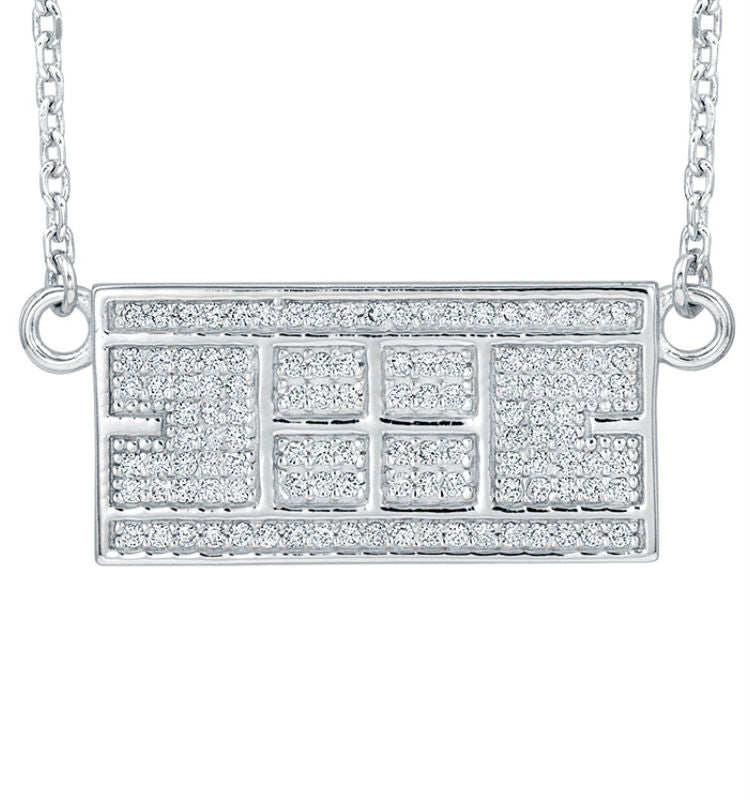 CZ Tennis Court Necklace Medium Rhodium