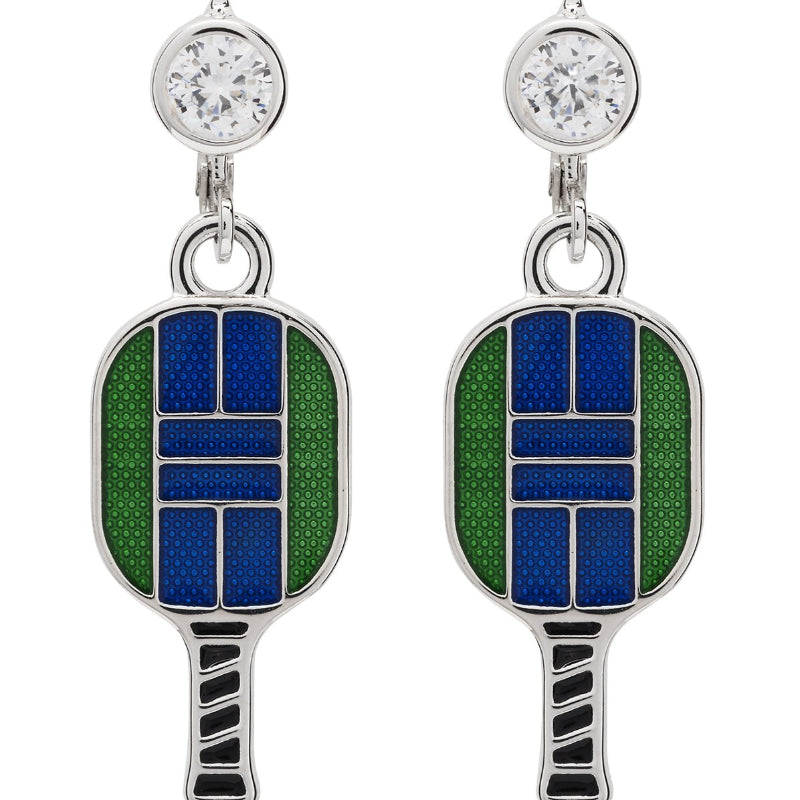 Enameled Pickleball Paddle Leverback Earrings - studio-margaret