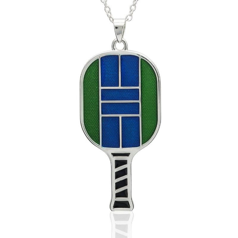 Enameled Pickleball Paddle Pendant - studio-margaret