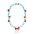 Turquoise, Red Coral and Pearl Three Strand Necklace