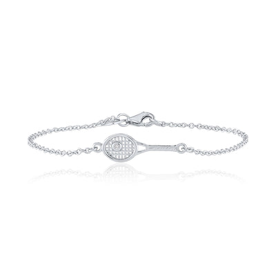 Petite Tennis Racquet with bezel CZ Bracelet