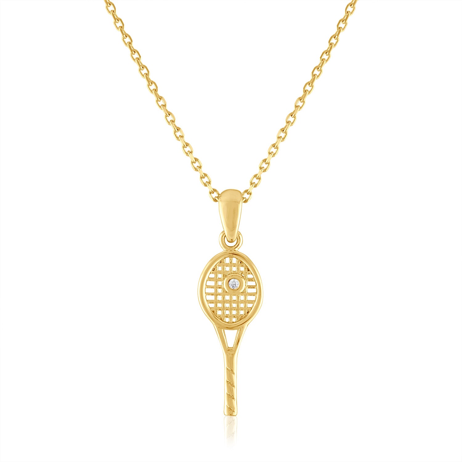 Petite Racquet with bezel CZ pendant