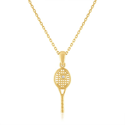 Petite Racquet with bezel CZ pendant