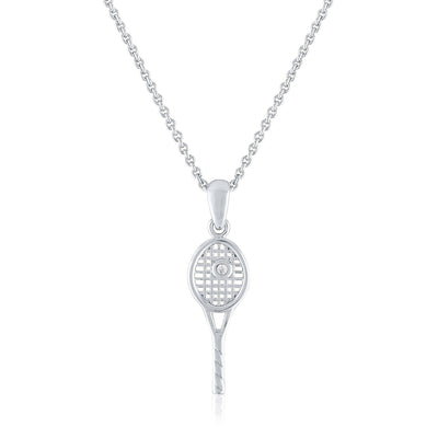 Petite Racquet with bezel CZ pendant