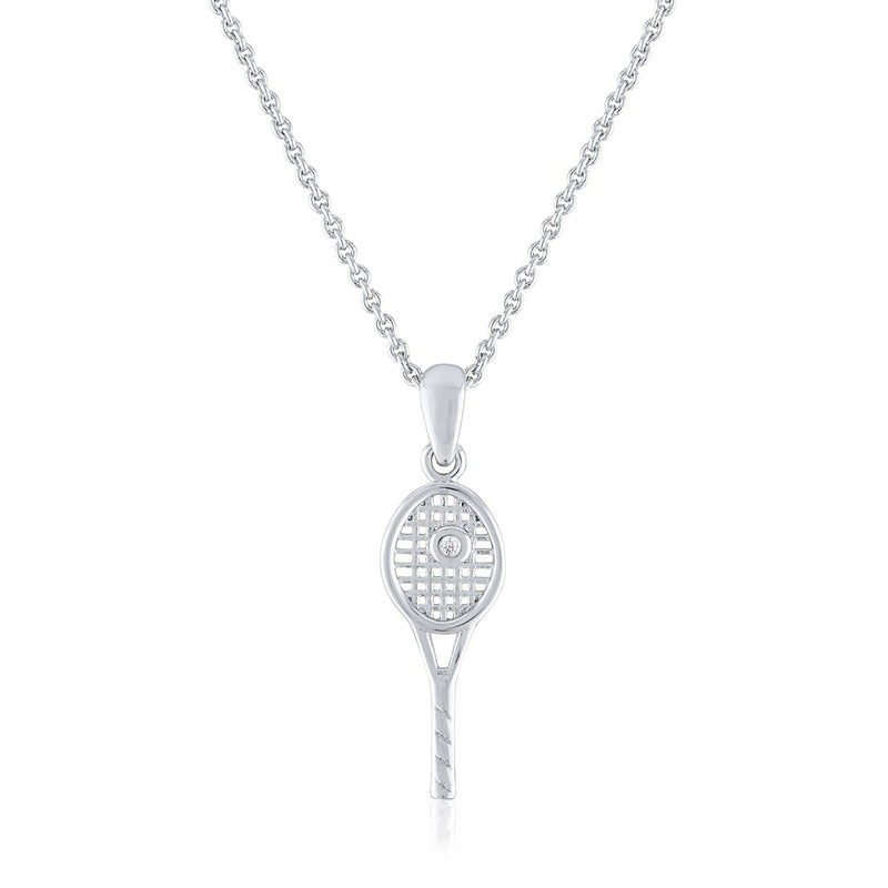 Petite Racquet with bezel CZ pendant
