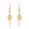 Petite Racquet with bezel CZ Leverback Earrings