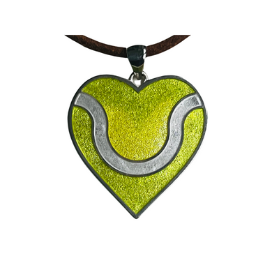 Enamel Tennis Ball Heart Pendant