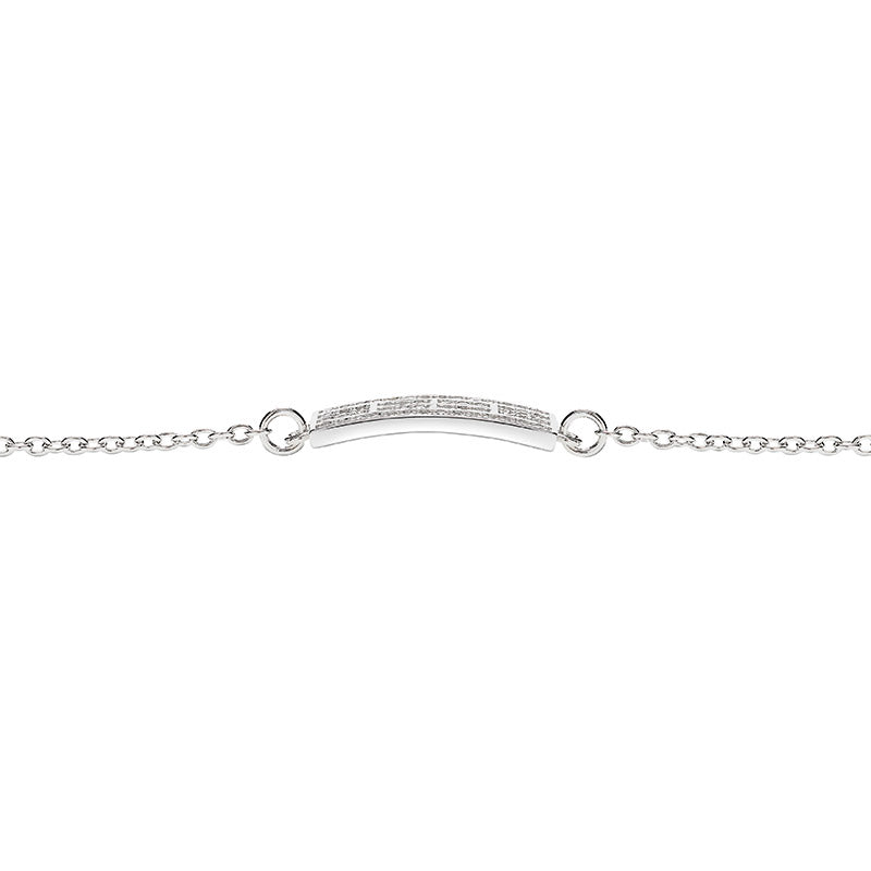 Tennis Court Curved Bracelet w/CZ, 9x18mm, Rhodium Plated - studio-margaret