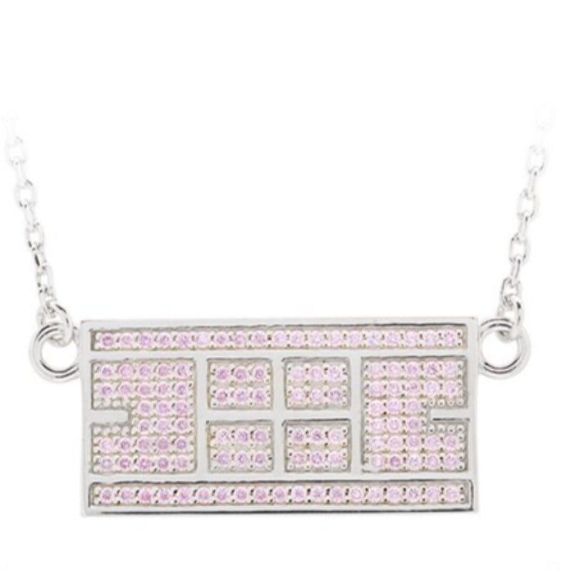 CZ Tennis Court Necklace Medium Rhodium