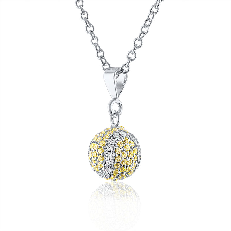 CZ Pave Tennis Ball Pendant 8mm