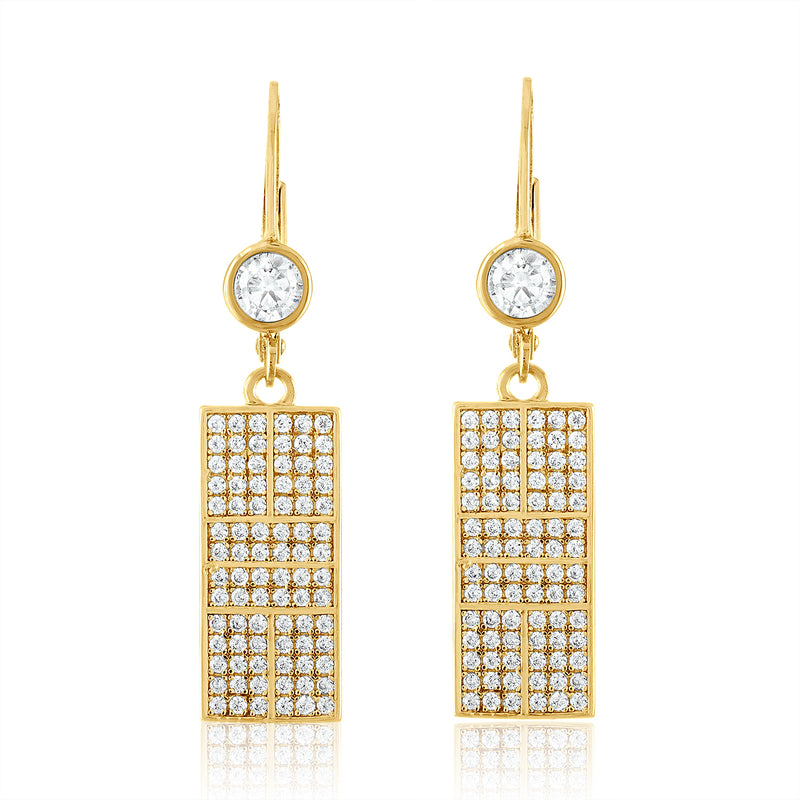 CZ Pickleball Court Leverback Earrings - studio-margaret