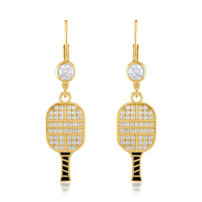 CZ Pickle Paddle Lever Back Earrings
