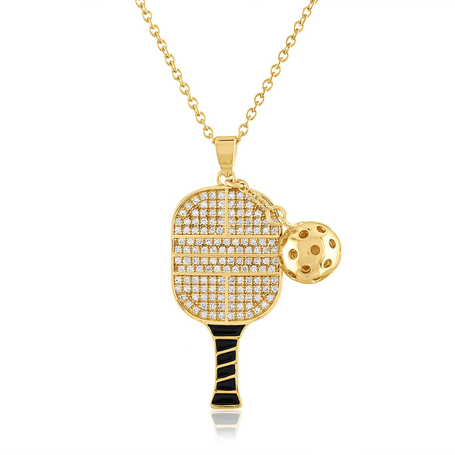 CZ Pickle Paddle with 3-d Pickle Ball Pendant