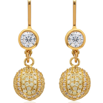 CZ Pave Tennis Ball Earrings