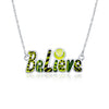 Enamel "Believe" Tennis Necklace