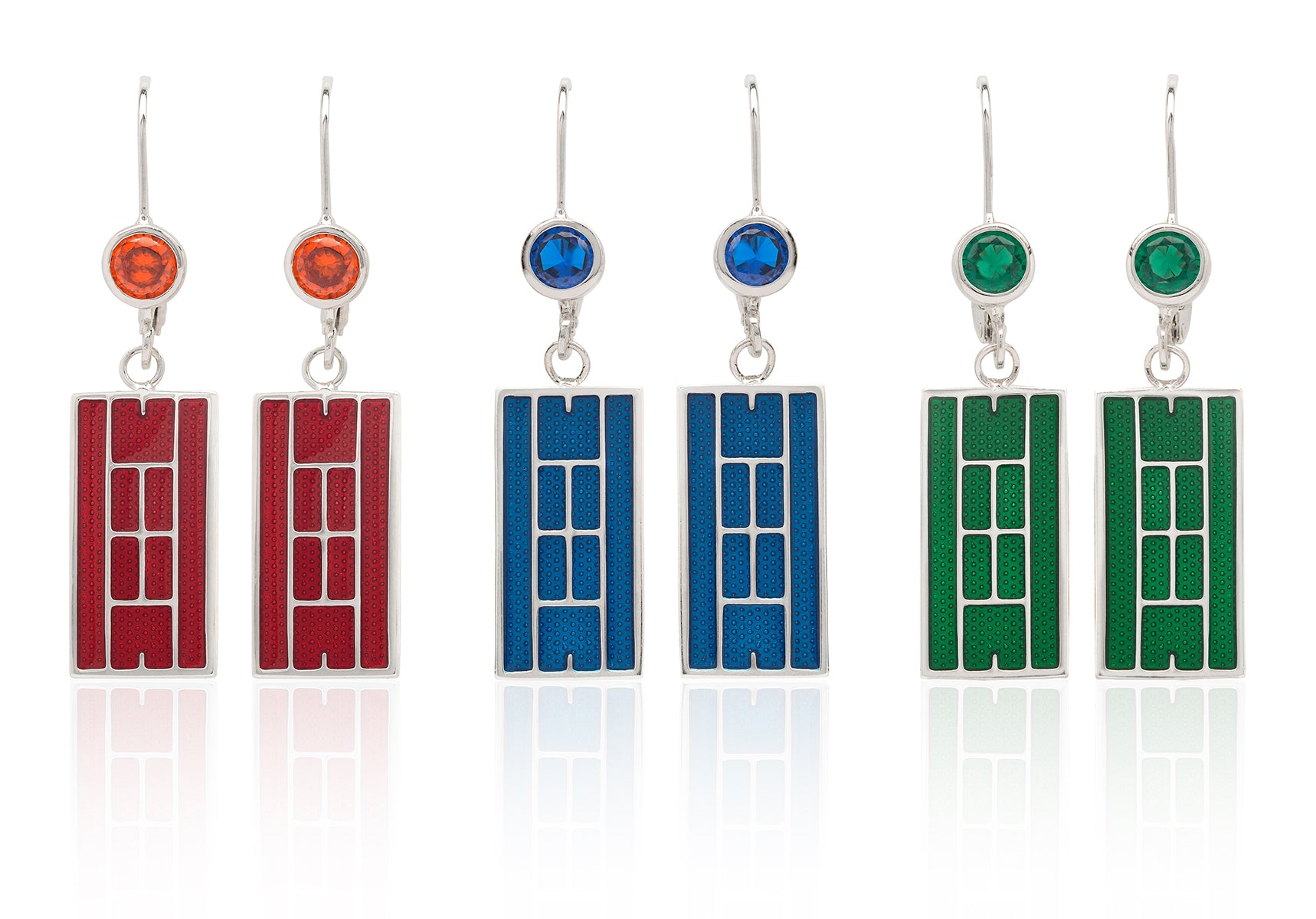 Enamel Tennis Court Leverback Earrings - studio-margaret