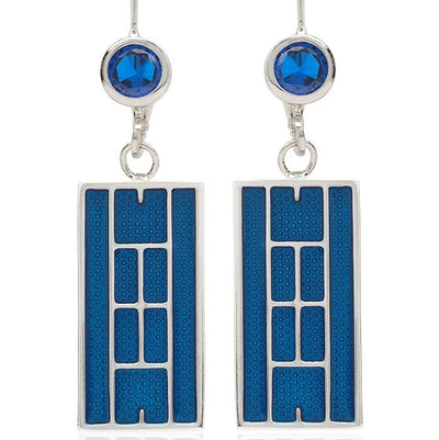 Enamel Tennis Court Lever Back Earrings