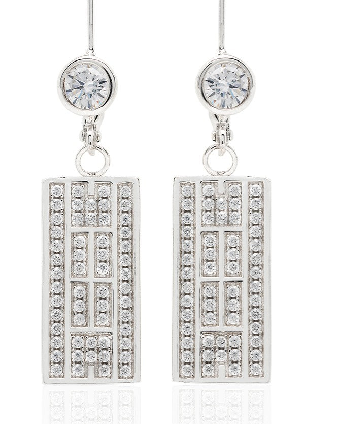 Tennis Court  Earrings w/CZ, Leverback (5 Colors) - studio-margaret