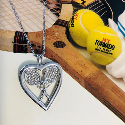 Heart with Double Racquets and Ball Pendant