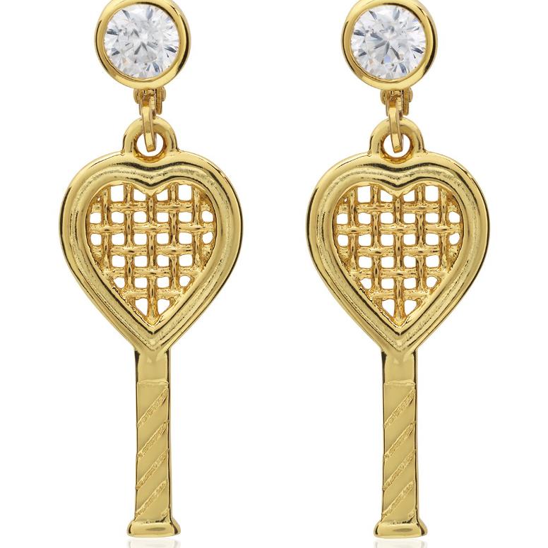 Heart Racquet Lever Back Earrings