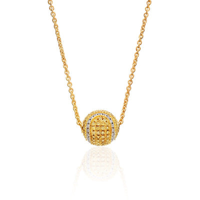 Yellow and White DIAMOND  Pave Tennis Ball Necklace 14kt gold - studio-margaret